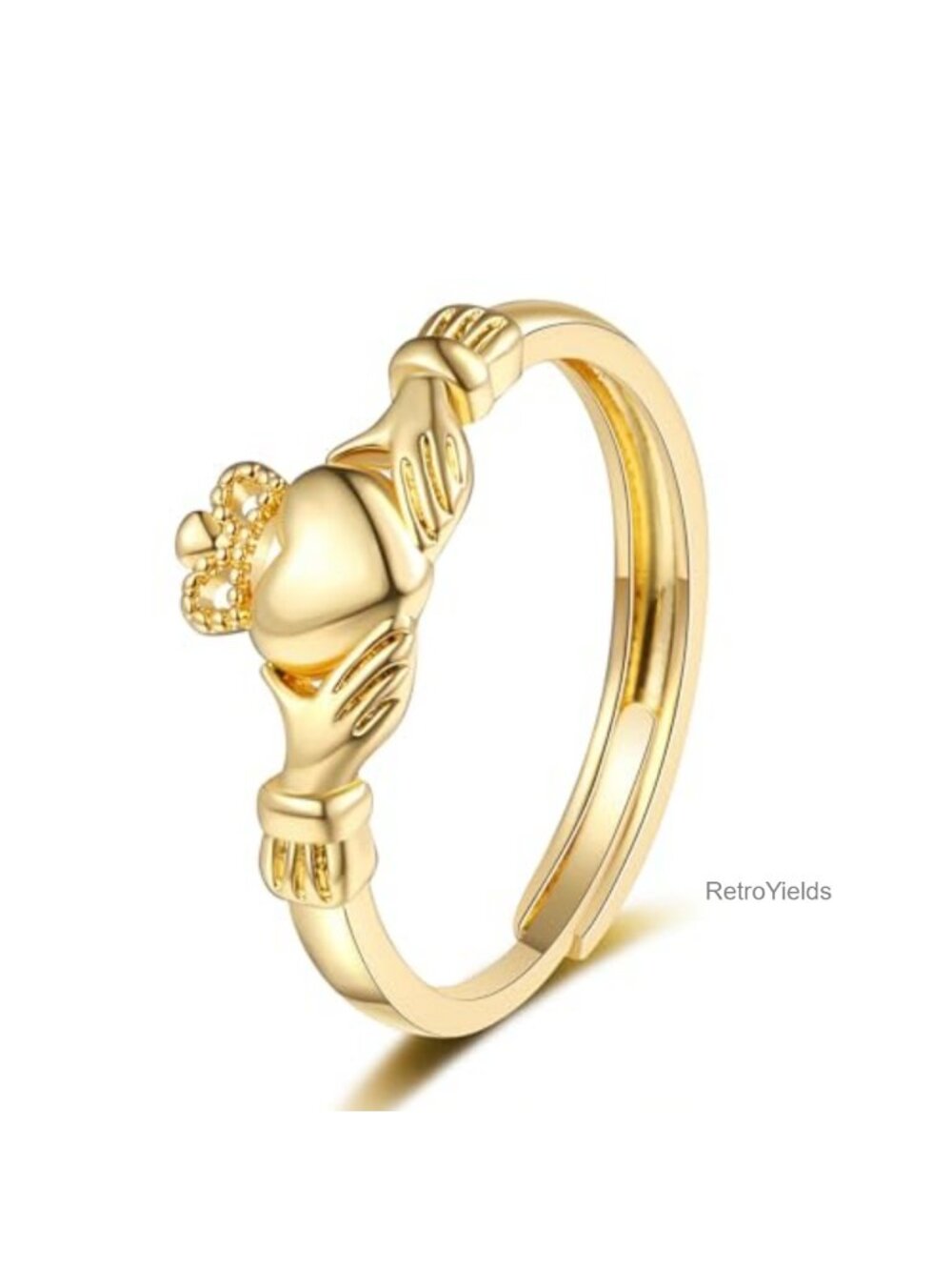 Adjustable Claddagh Ring Silver Plated Celtic Knot Irish Promise Band